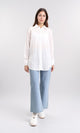 R209116 - Self Pattern Buttoned Long Shirt - White
