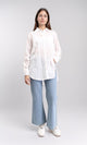 R209116 - Self Pattern Buttoned Long Shirt - White