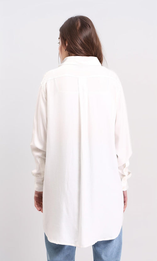 R209117 - Sold Buttoned Cotton Long Shirt - White