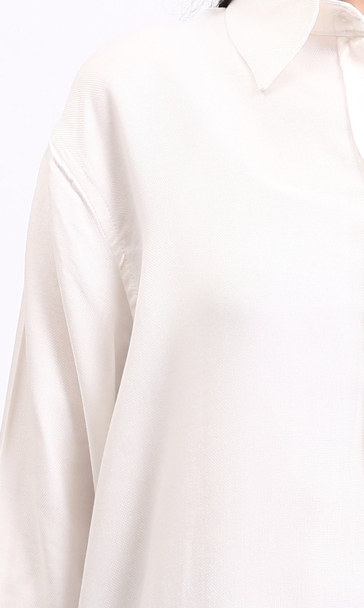 R209117 - Sold Buttoned Cotton Long Shirt - White