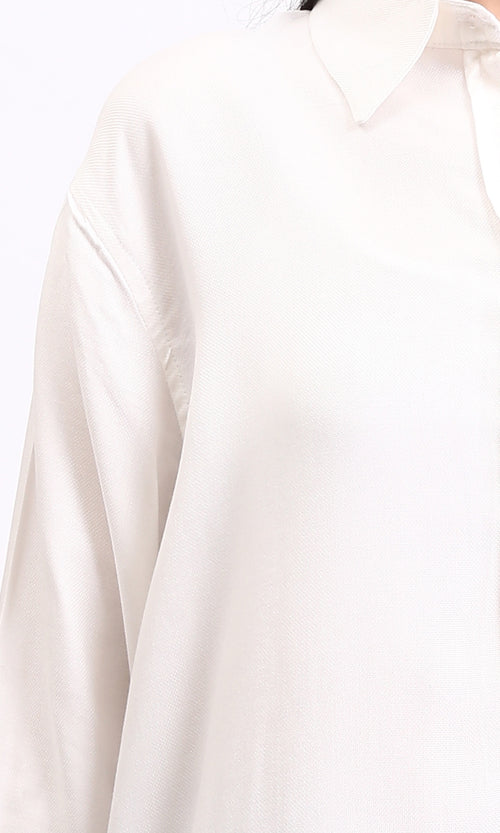 R209117 - Sold Buttoned Cotton Long Shirt - White