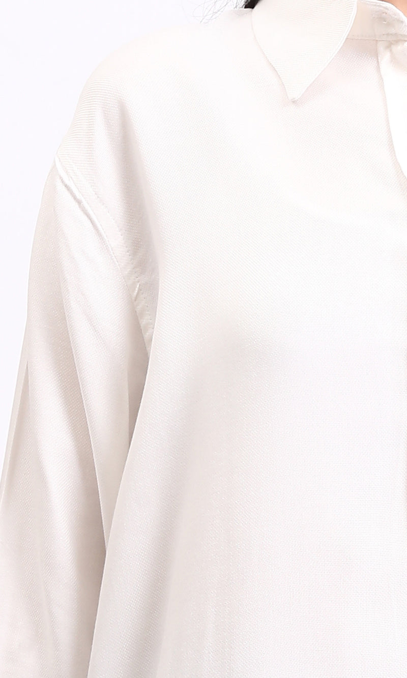 R209117 - Sold Buttoned Cotton Long Shirt - White