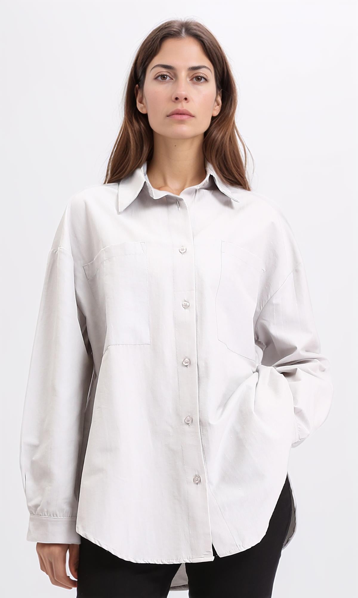 Solid Shirt with Front Pockets - Grey