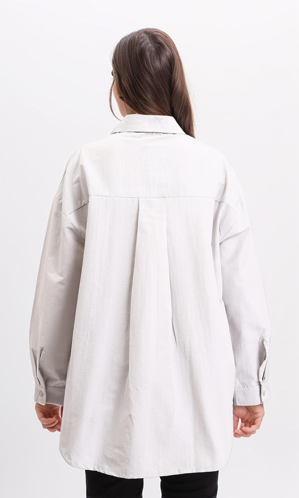 R209119 - Solid Shirt with Front Pockets - Grey