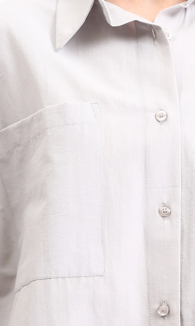 R209119 - Solid Shirt with Front Pockets - Grey