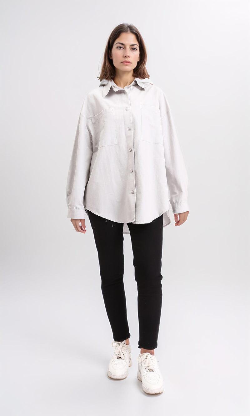 R209119 - Solid Shirt with Front Pockets - Grey