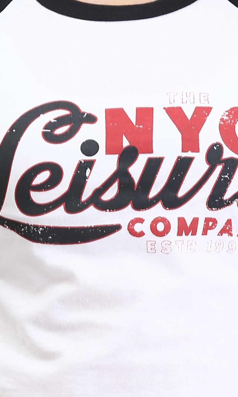 R209126 - Bi-Tone Long Sleeves Printed Tee - Black & White