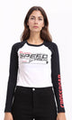 R209127 - Long Sleeves Printed Bi-Tone Tee - Black & White