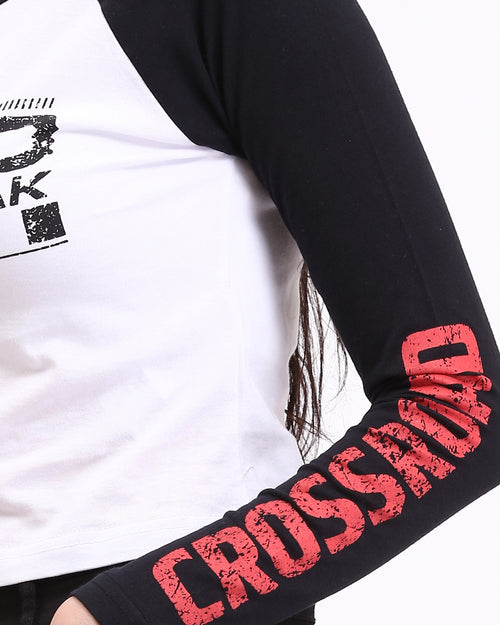 Ravin Women's Speed Freak Raglan Crop Top – Moto-Inspired Long Sleeve - Black & White - R209127