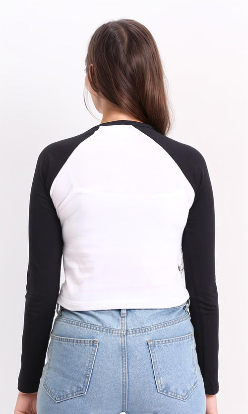 R209128 - Slip On Printed Bi-Tone Tee - Black & White