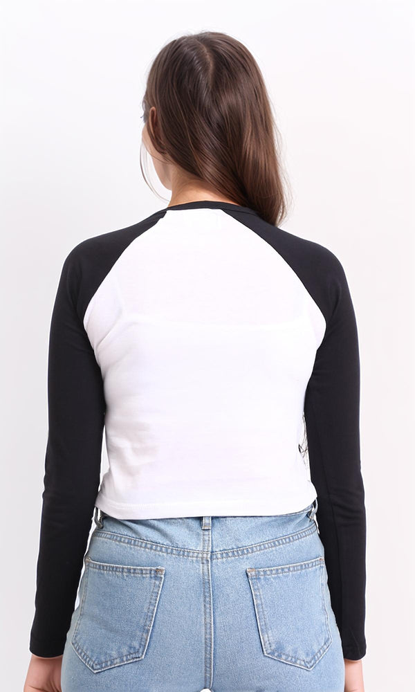 R209128 - Slip On Printed Bi-Tone Tee - Black & White