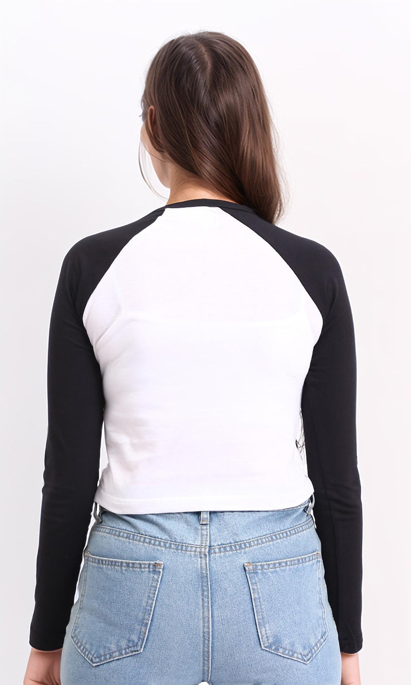 R209128 - Slip On Printed Bi-Tone Tee - Black & White