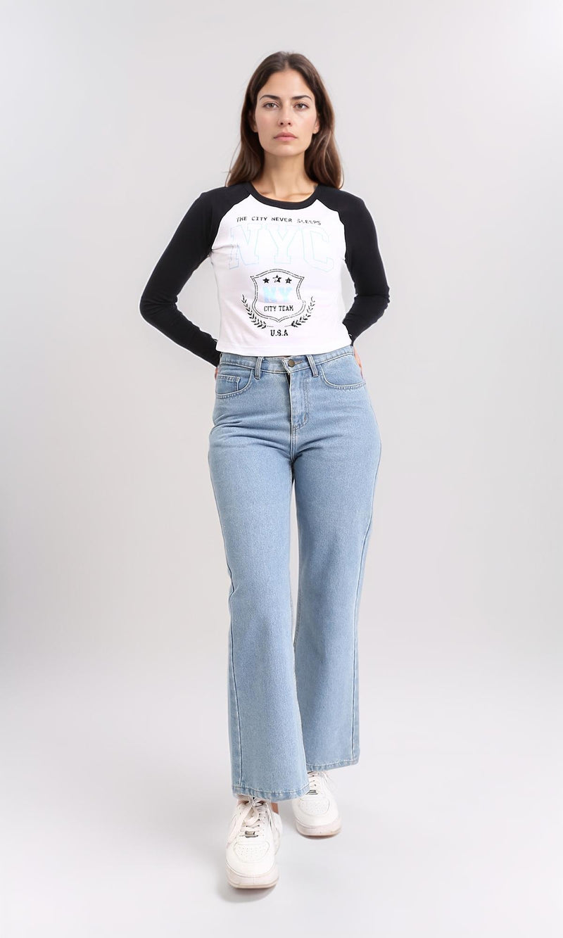 R209128 - Slip On Printed Bi-Tone Tee - Black & White