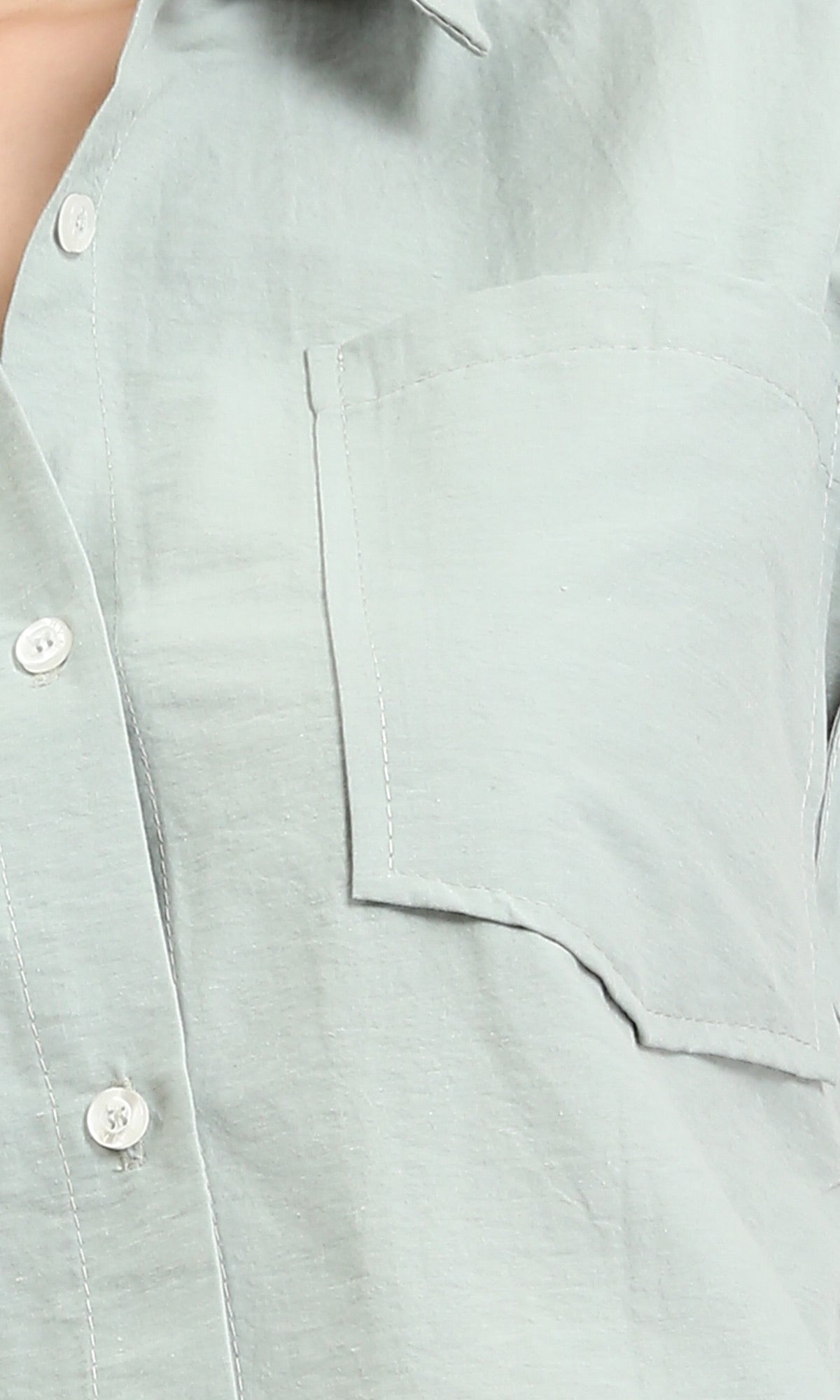 R209129 - Roll-Up Cap Sleeves Short Shirt - Pastel Mint