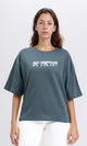 R209130 - Printed Slip On Cotton Tee - Light Teal