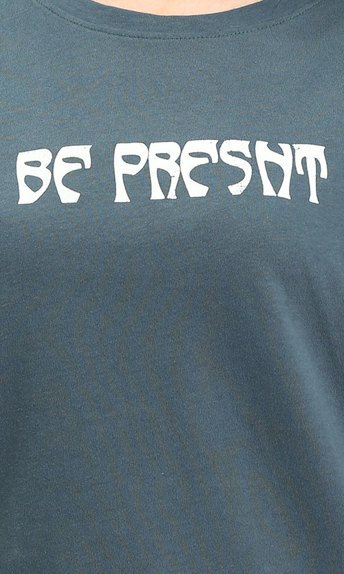 R209130 - Printed Slip On Cotton Tee - Light Teal