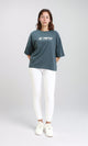 R209130 - Printed Slip On Cotton Tee - Light Teal