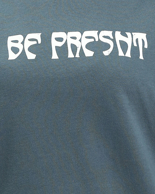 Ravin Oversized "Be Present" Graphic Tee – Slate Blue - R209130