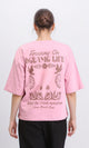 R209132 - Elbow Sleeves Printed Cotton Tee - Dusty Rose