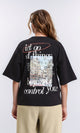 R209133 - Relaxed Tee with Front & Back Print - Black