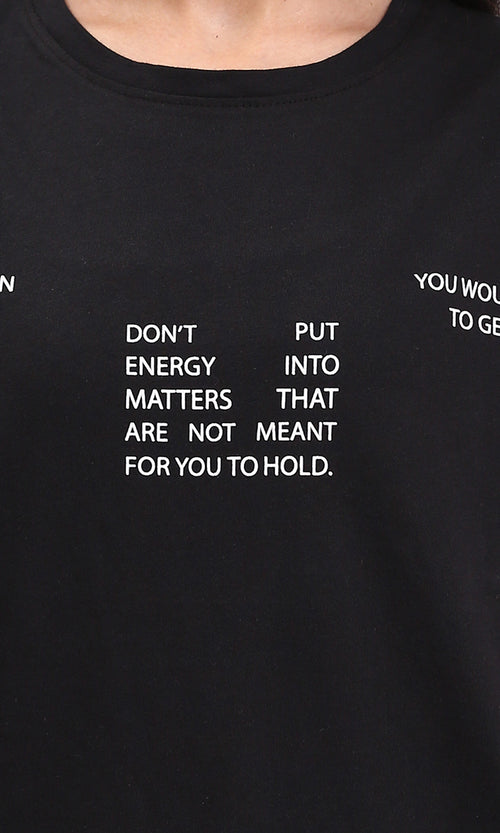 R209133 - Relaxed Tee with Front & Back Print - Black