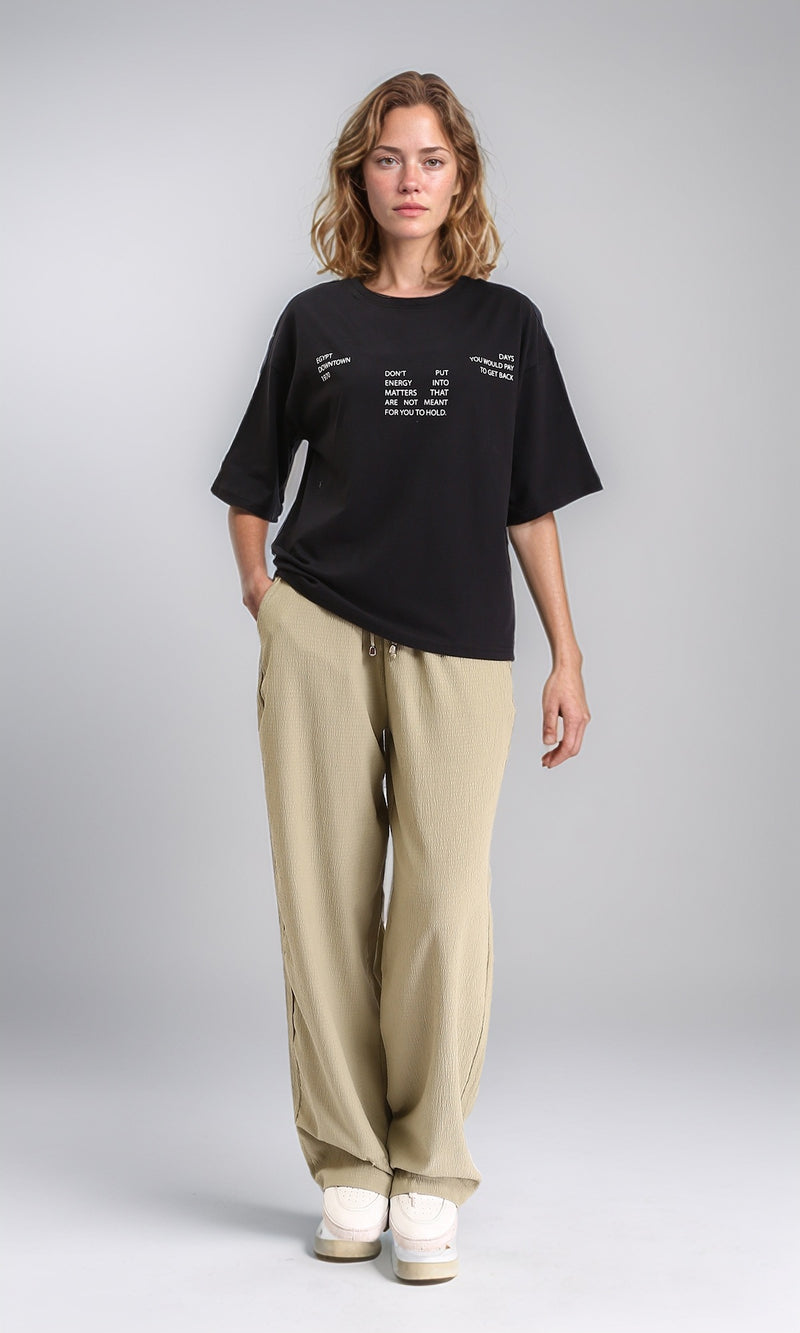 R209133 - Relaxed Tee with Front & Back Print - Black