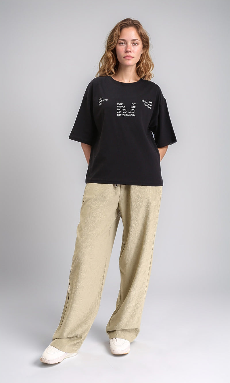 R209133 - Relaxed Tee with Front & Back Print - Black