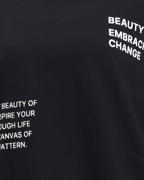 Ravin Butterfly Graphic Oversized Tee – "Beauty of Embracing Change" - Black - R209135