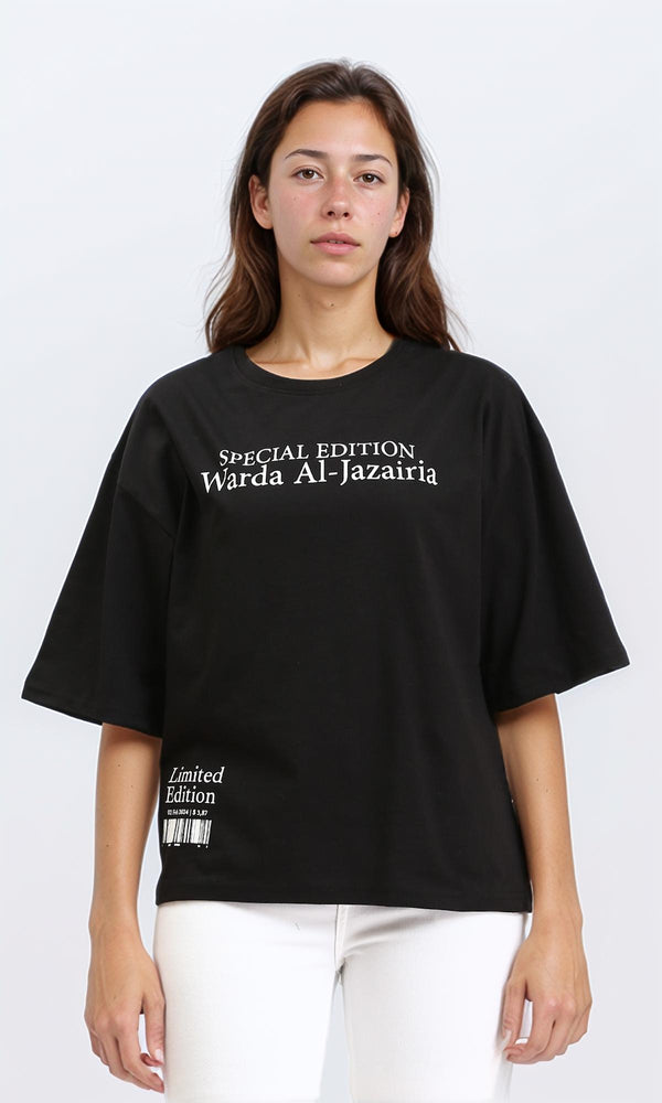 R209136 - Front & Back Print Cotton Tee - Black