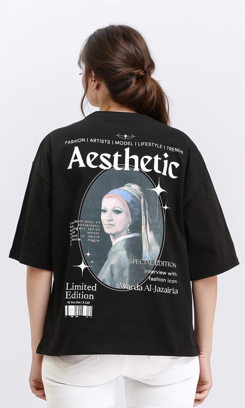 R209136 - Front & Back Print Cotton Tee - Black