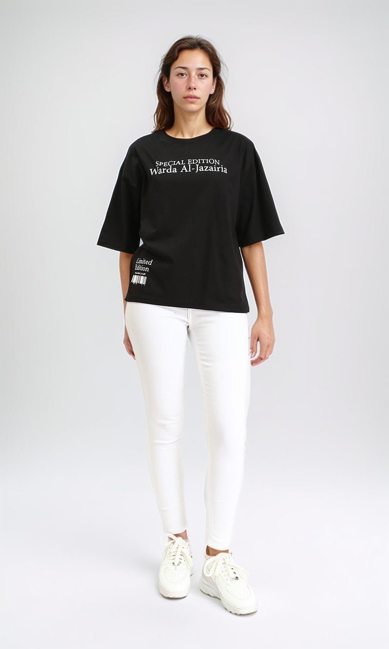 R209136 - Front & Back Print Cotton Tee - Black