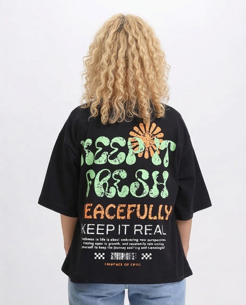 Ravin Men's Oversized "Keep It Fresh" Graphic T-Shirt - Black - R209137