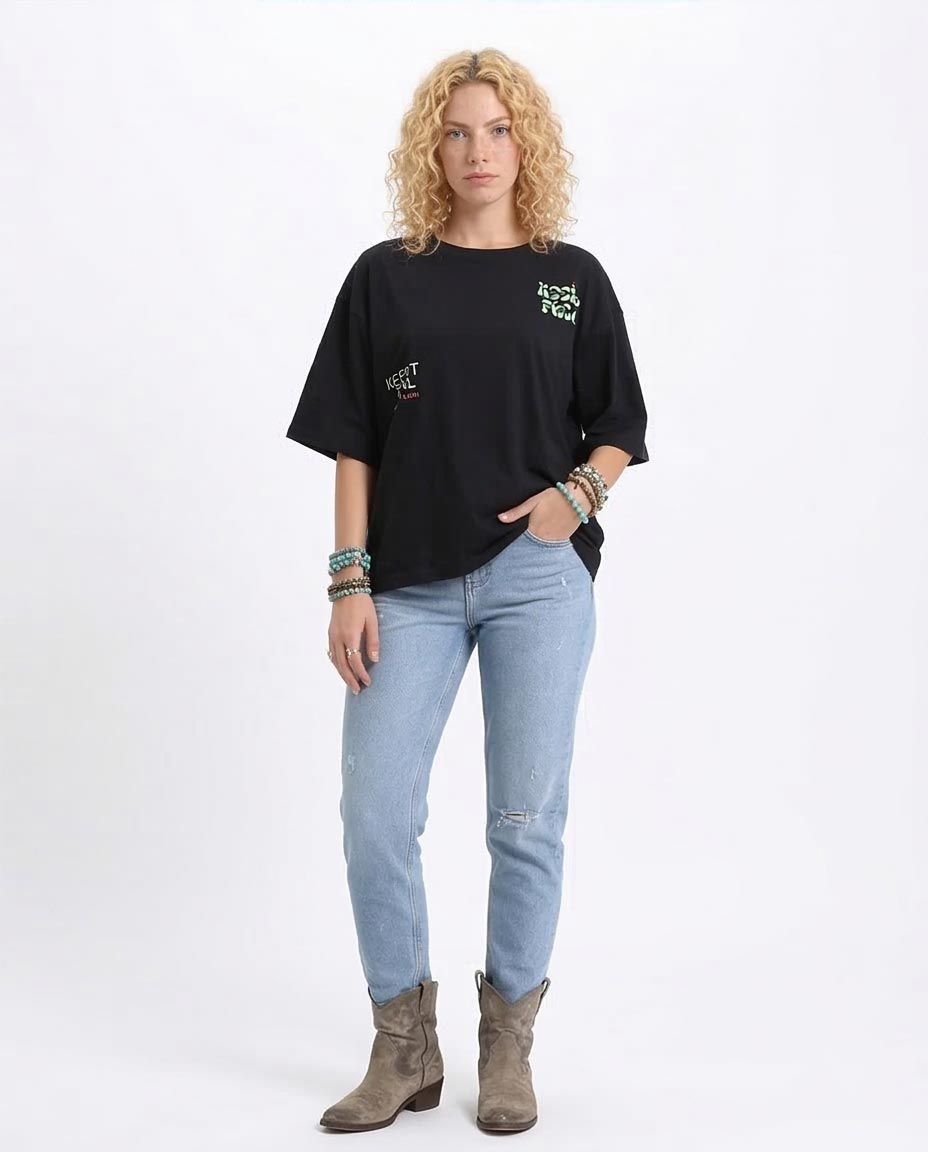 Ravin Men's Oversized "Keep It Fresh" Graphic T-Shirt - Black - R209137