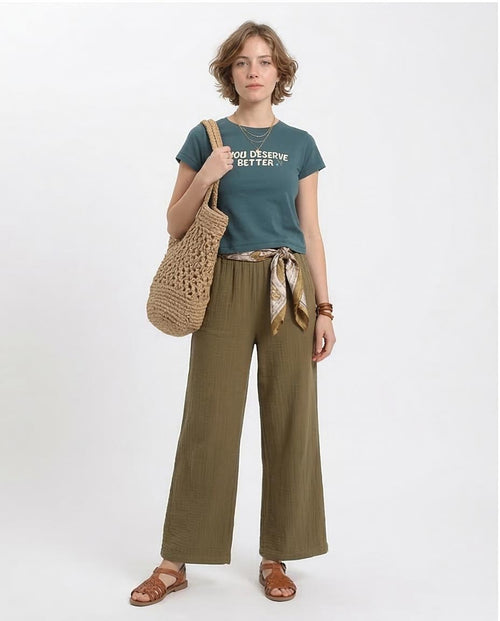 Ravin Women's Graphic "You Deserve Better" Baby Tee - Teal - R209140