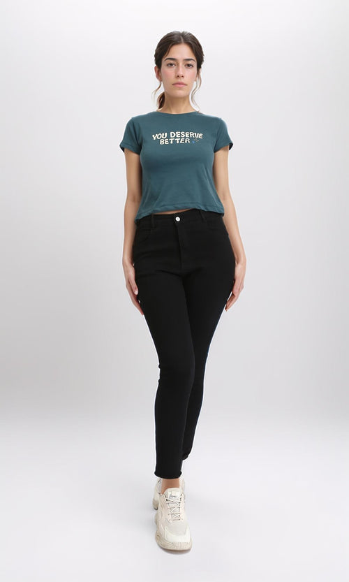 R209140 - Printed "You Deserve Better" Regular Tee - Teal