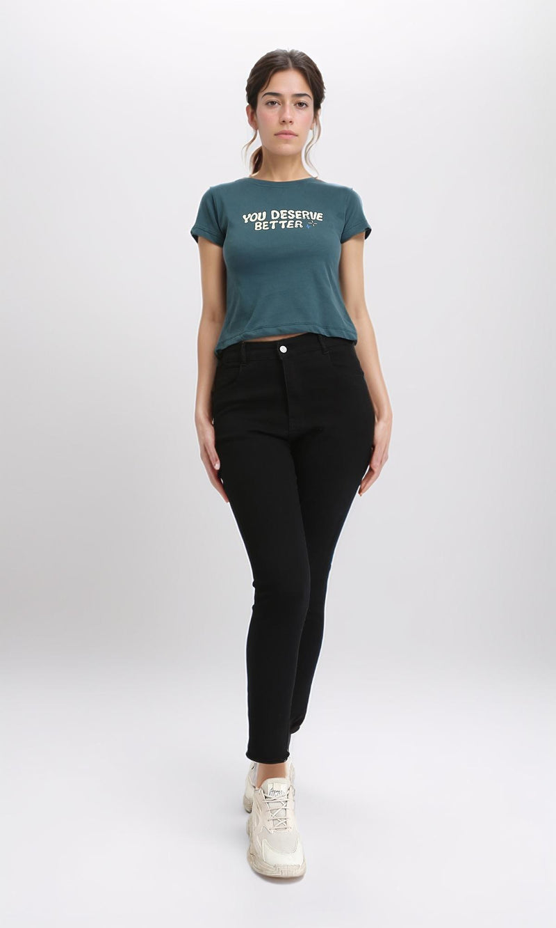 R209140 - Printed "You Deserve Better" Regular Tee - Teal
