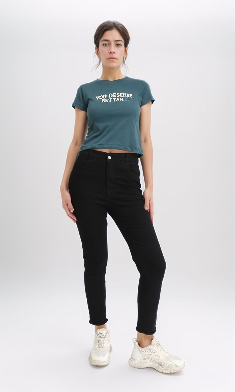 R209140 - Printed "You Deserve Better" Regular Tee - Teal