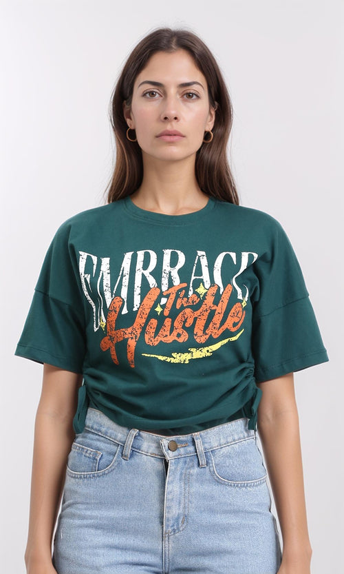 R209142 - Printed Slip On Short Tee - Dark Green