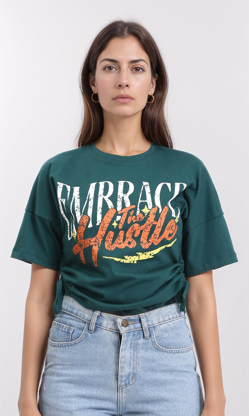 R209142 - Printed Slip On Short Tee - Dark Green