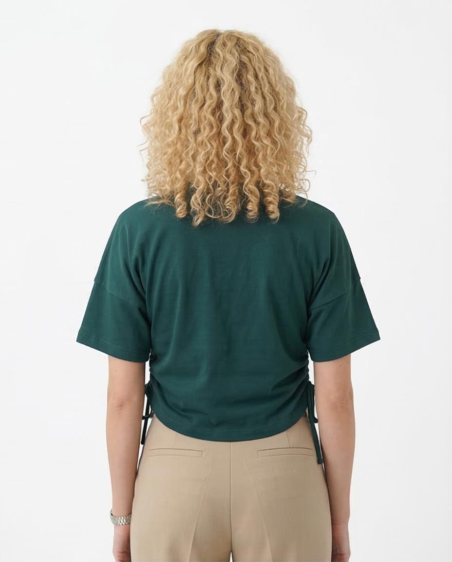 "Embrace The Hustle" Drawstring Side Graphic Tee – Forest Green - R209142