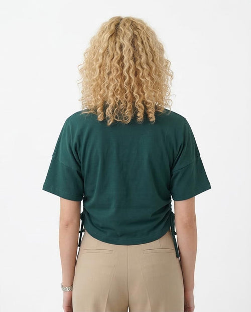 "Embrace The Hustle" Drawstring Side Graphic Tee – Forest Green - R209142