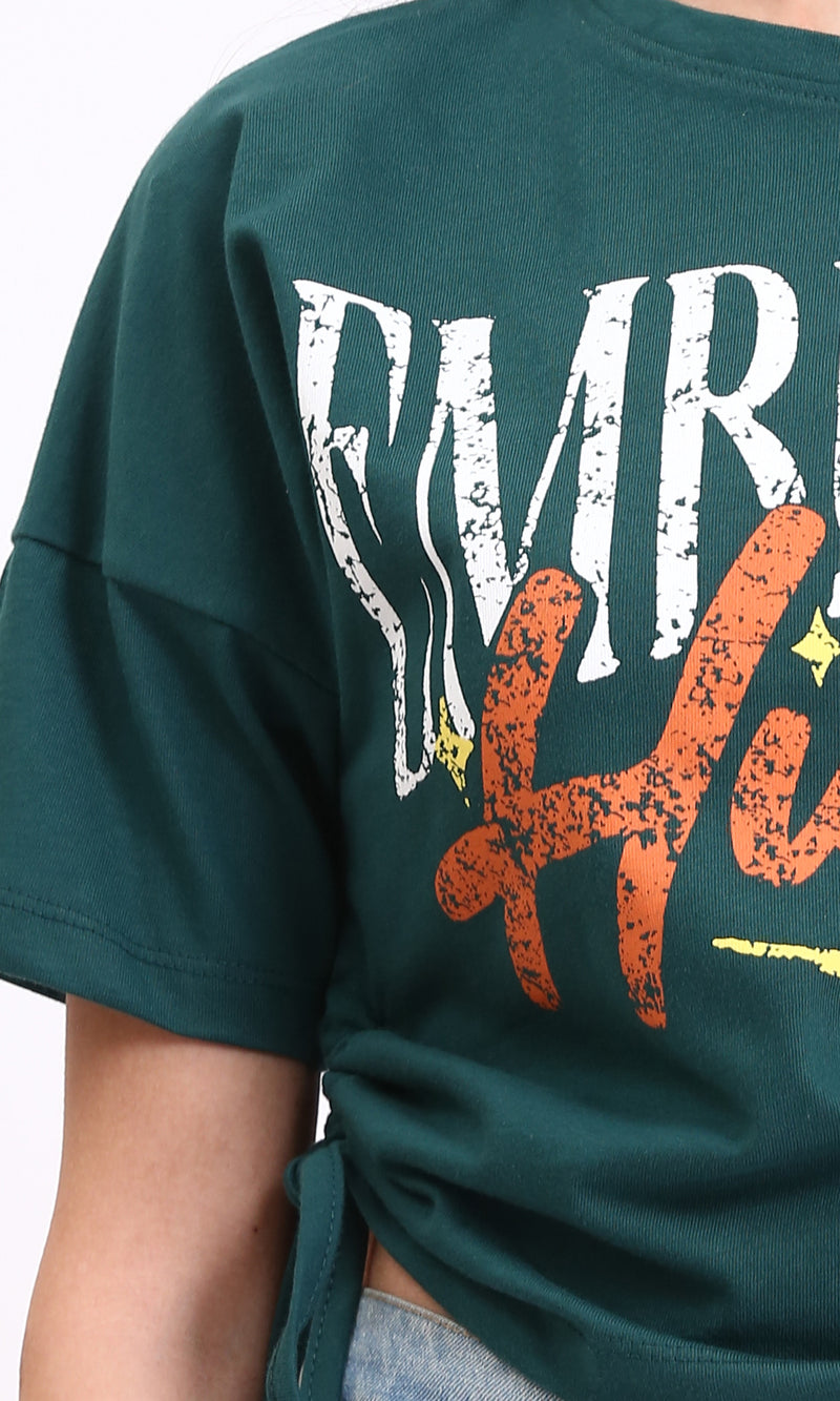 R209142 - Printed Slip On Short Tee - Dark Green