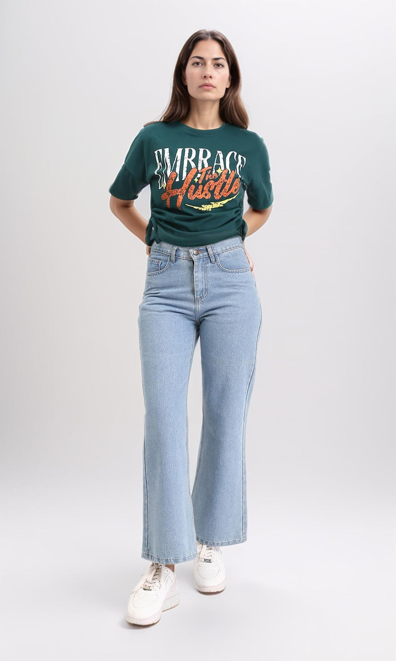 R209142 - Printed Slip On Short Tee - Dark Green