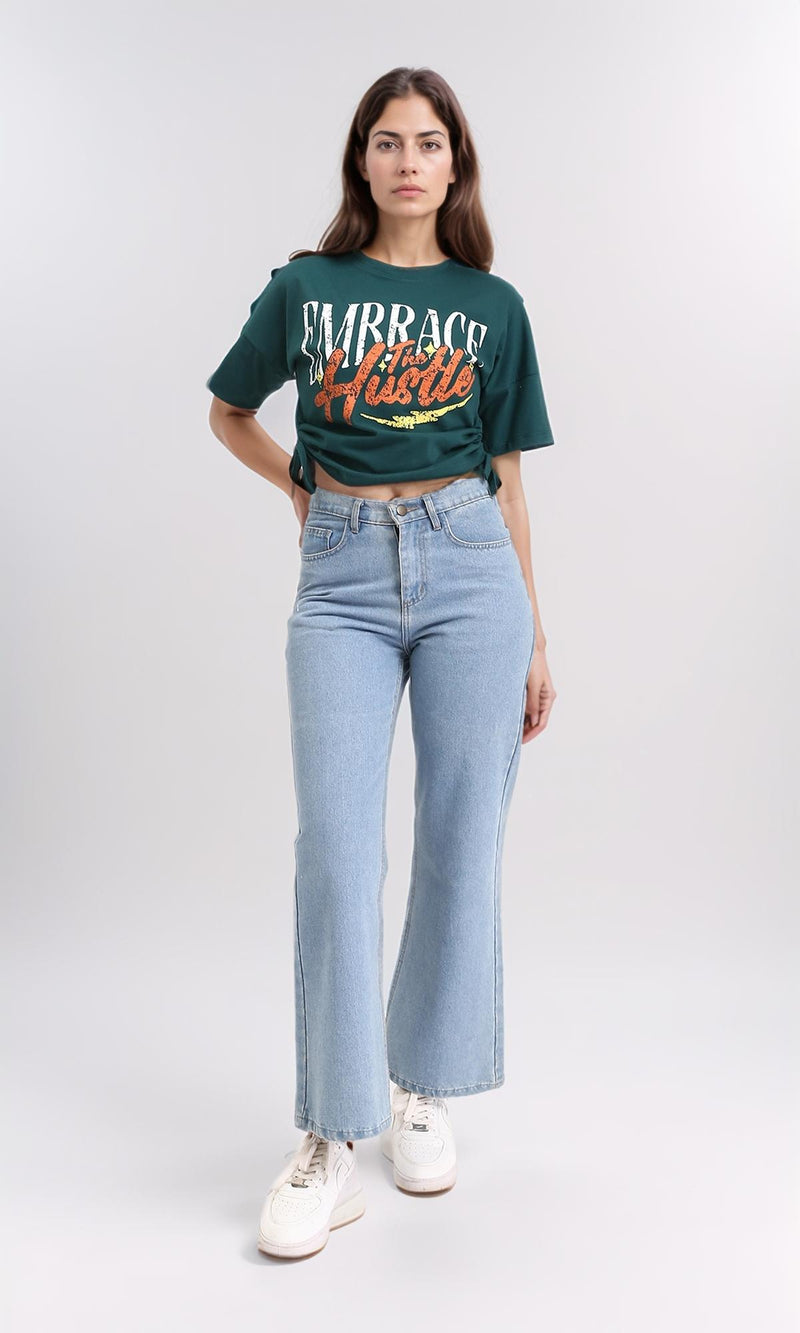 R209142 - Printed Slip On Short Tee - Dark Green
