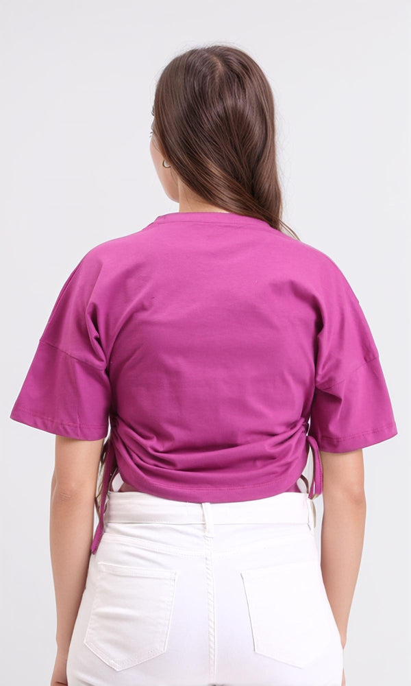 R209143 - Printed "Okay" Slip On Short Tee - Magenta