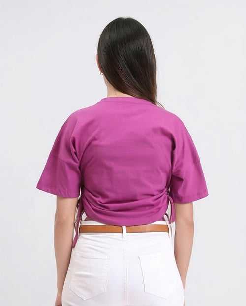 Ravin Women's "Be Yourself" Side-Cinch Graphic Tee - Magenta - R209143