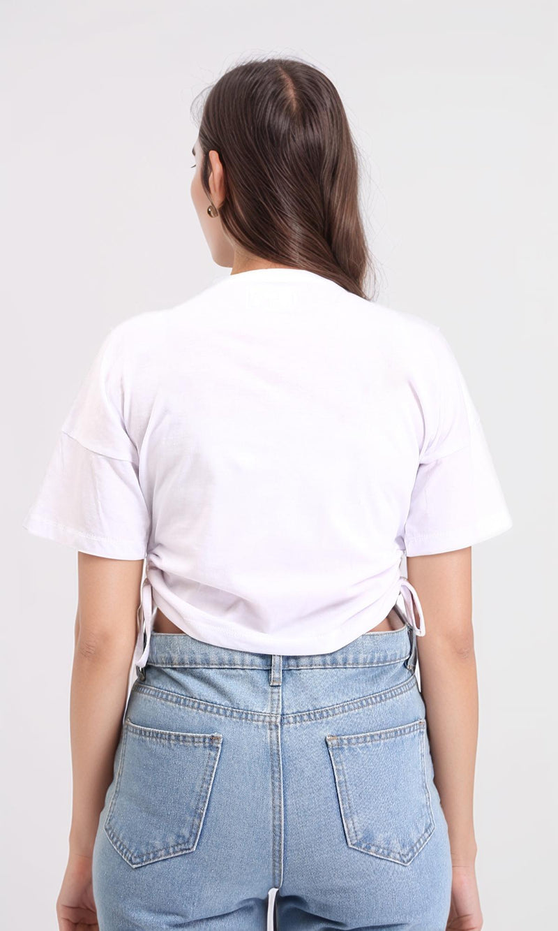 R209144 - "Elegance" Printed Slip On Short Tee - White