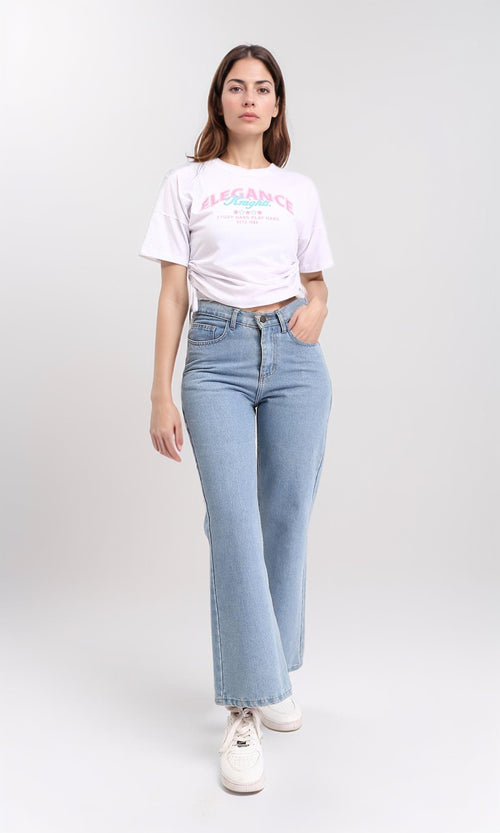 R209144 - "Elegance" Printed Slip On Short Tee - White