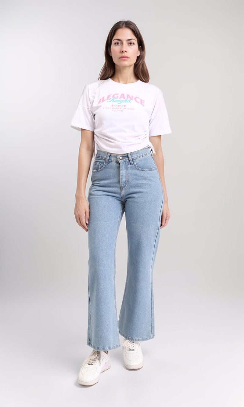 R209144 - "Elegance" Printed Slip On Short Tee - White