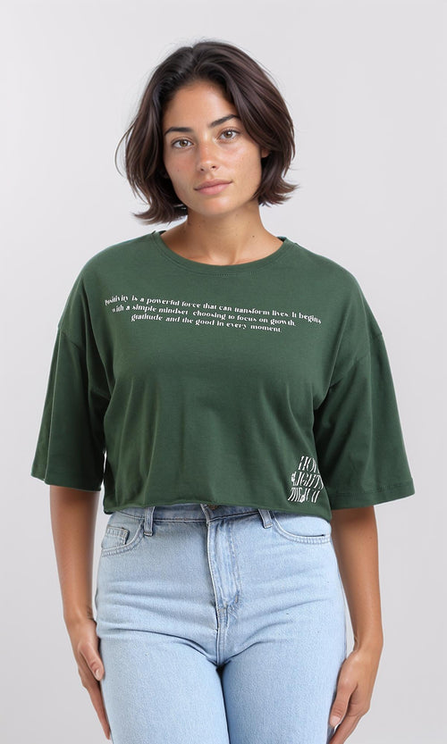 R209145-Lightweight Printed Short Tee - Dark Green